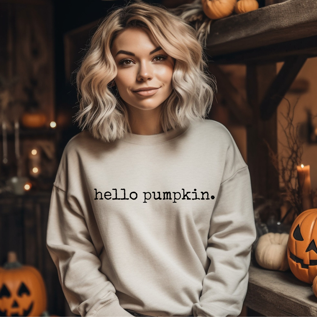 Hello Pumpkin Text - DTF Full Color Tshirt Transfer – Small Biz Shipping Co