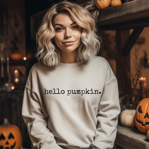 Hello Pumpkin Text - DTF Full Color Tshirt Transfer