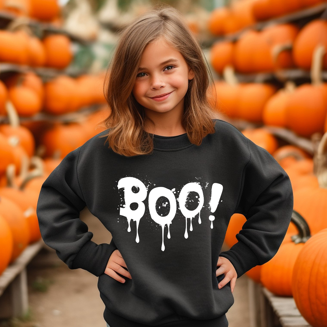 Boo - YOUTH SIZE GLOW IN THE DARK - Thin Matte Clear Film Transfer