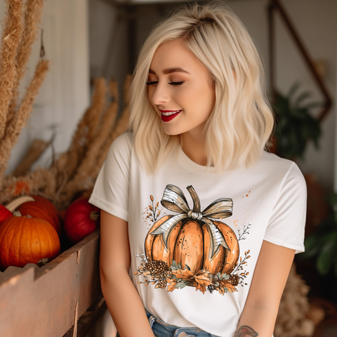 Floral Pumpkins - DTF Full Color TShirt Transfer