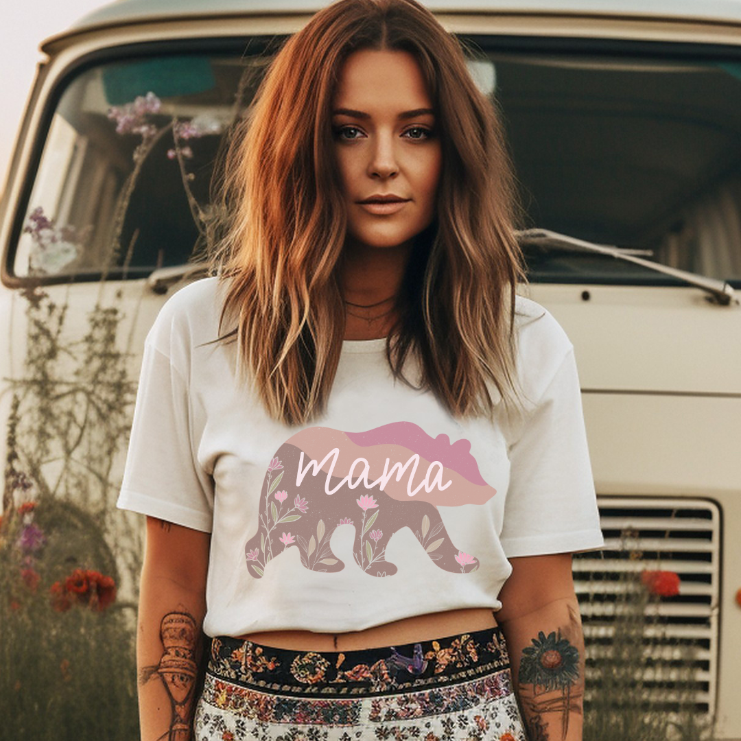 Mama Bear Pink - DTF Full Color TShirt Transfer