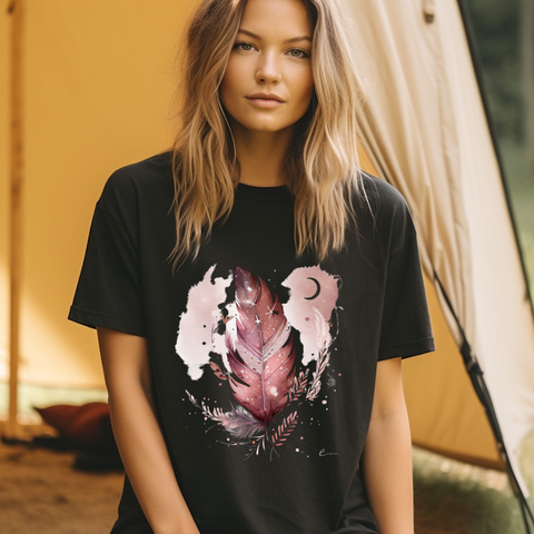 DTF Full Color TShirt Transfer - Rose Gold Feather