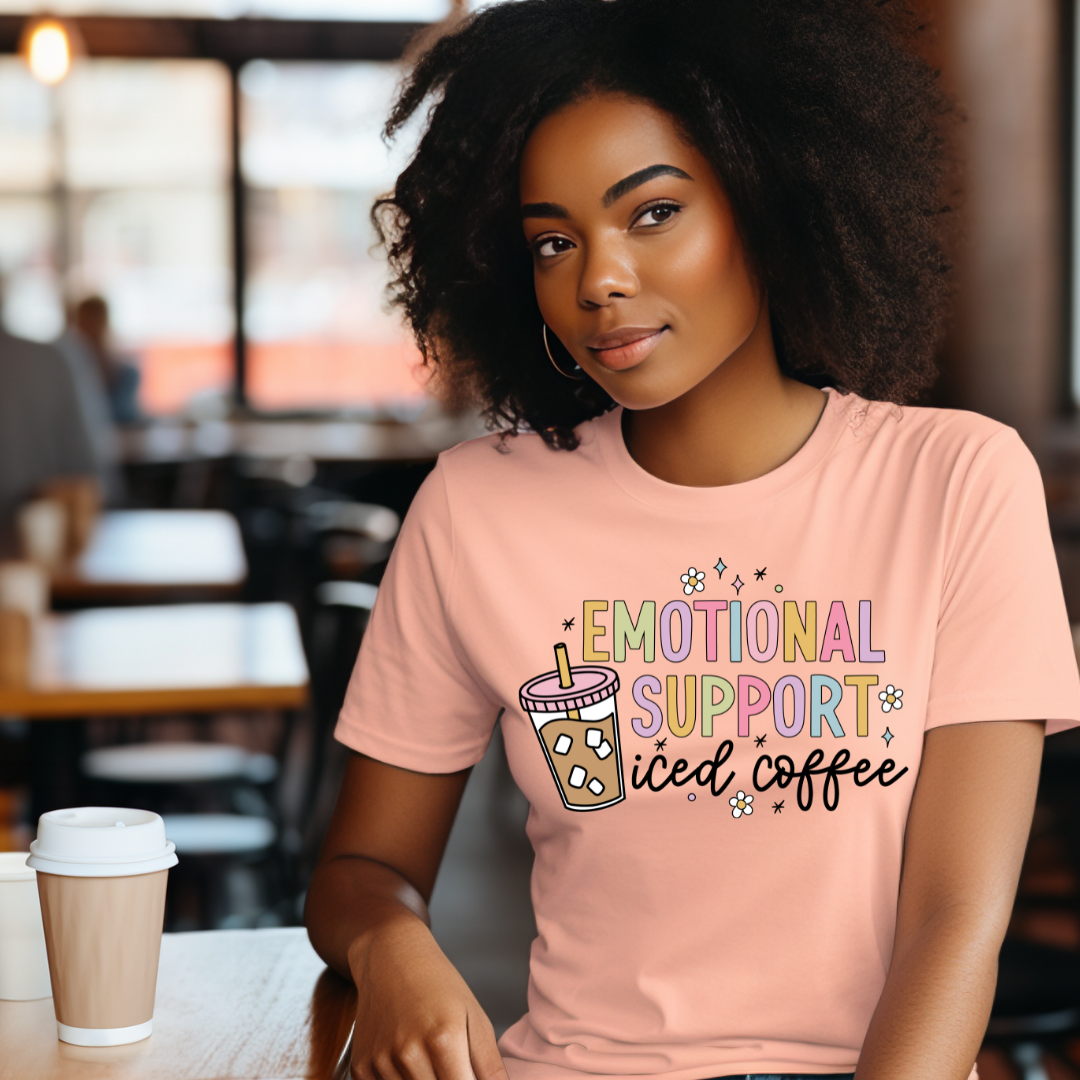 DTF Full Color TShirt Transfer - Emotional Support Coffee