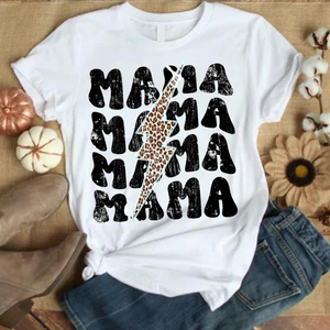 DTF Full Color TShirt Transfer - MAMA Cheetah Lightning Blue Glow