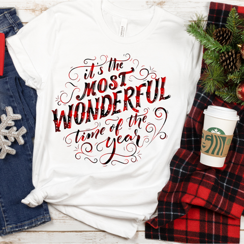 DTF Full Color TShirt Transfer - Most Wonderful Time Buffalo Plaid