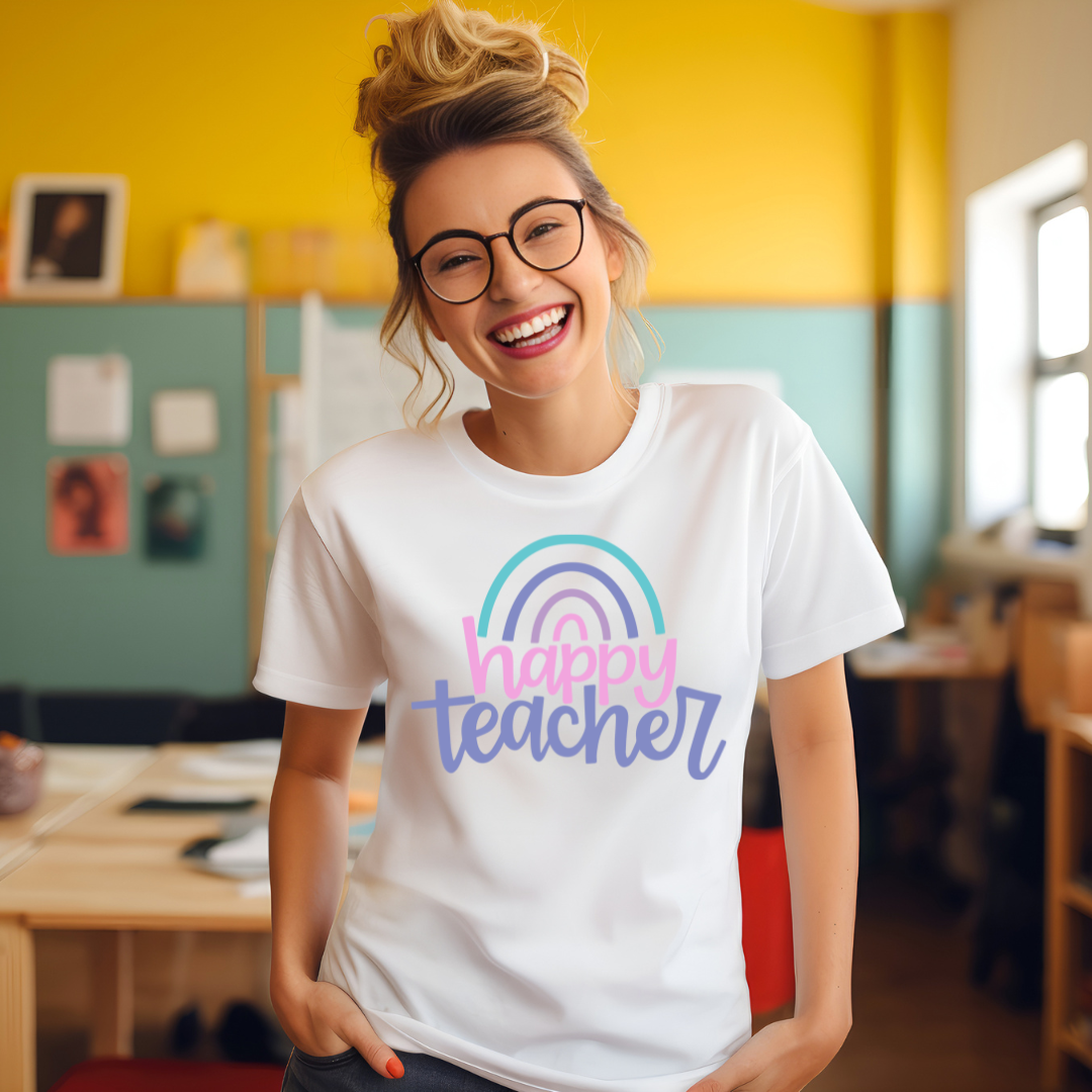 DTF Full Color TShirt Transfer - Happy Teacher