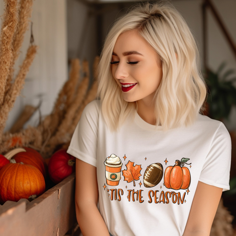 DTF Full Color TShirt Transfer - Tis The Season Drink Football Pumpkin