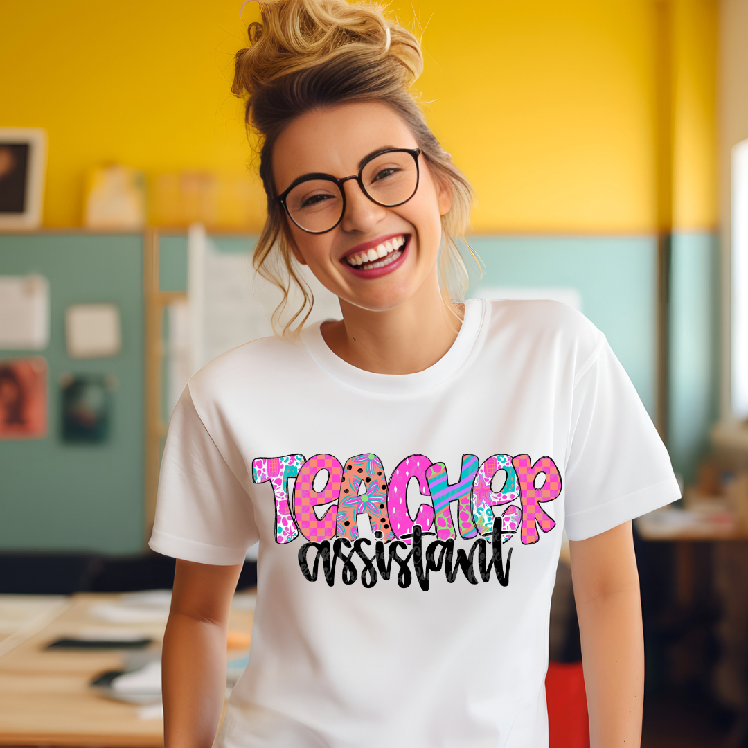 DTF Full Color Transfer - Teacher Assistant Bright Colors