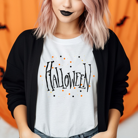 DTF Full Color Transfer - Halloween Word Polka Dots - EXCLUSIVE DESIGN