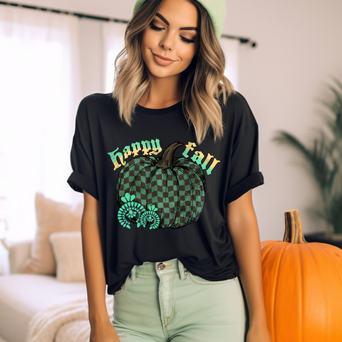 DTF Full Color Transfer - Happy Fall Turquoise Pumpkin