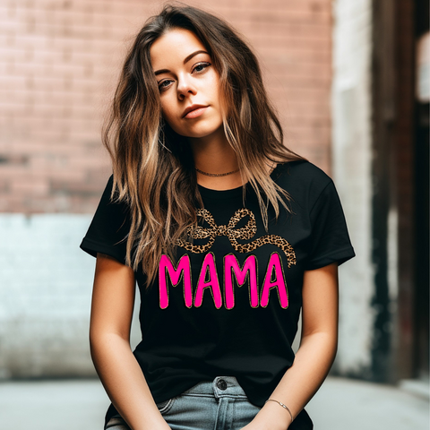 DTF Full Color Transfer - Hot Pink Mama Leopard Bow