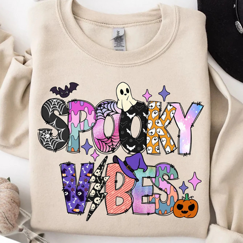 DTF Full Color Transfer - Spooky Vibes Patterned Letters