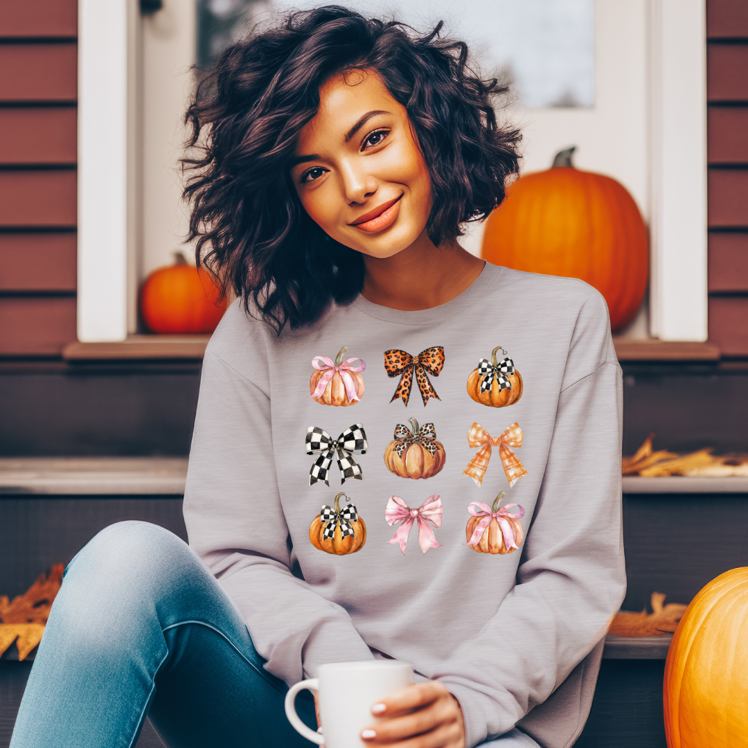 DTF Full Color Transfer - Check & Leopard Bow Pumpkins