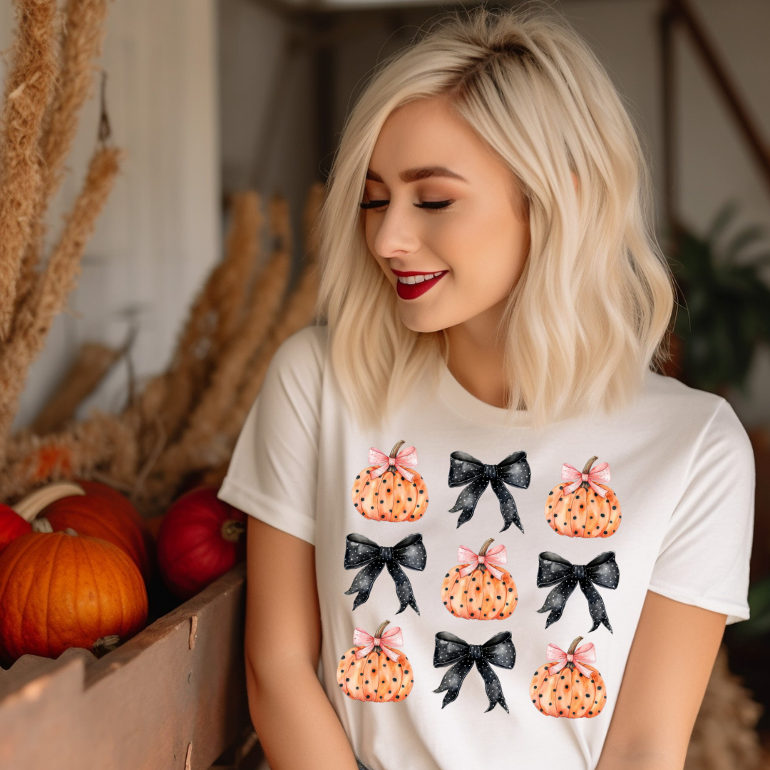 DTF Full Color Transfer - Polka Dot Coquette Pumpkins