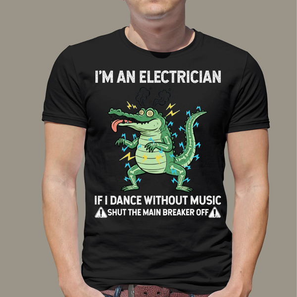DTF Full Color TShirt Transfer - Electrician - Alligator (Choose Black or White)