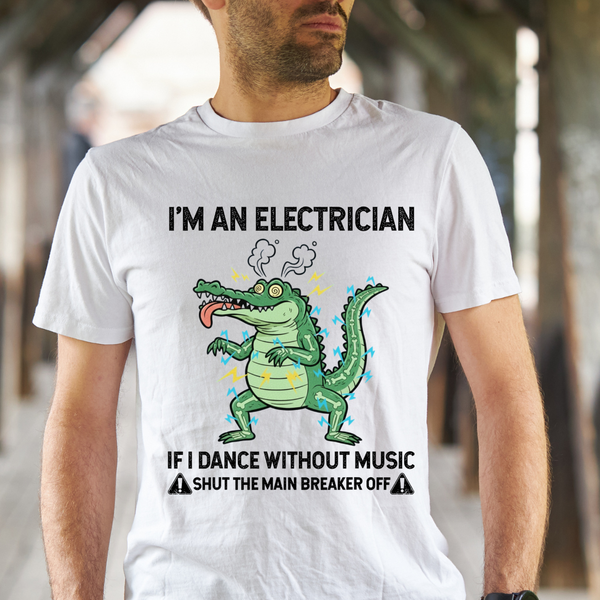 DTF Full Color TShirt Transfer - Electrician - Alligator (Choose Black or White)
