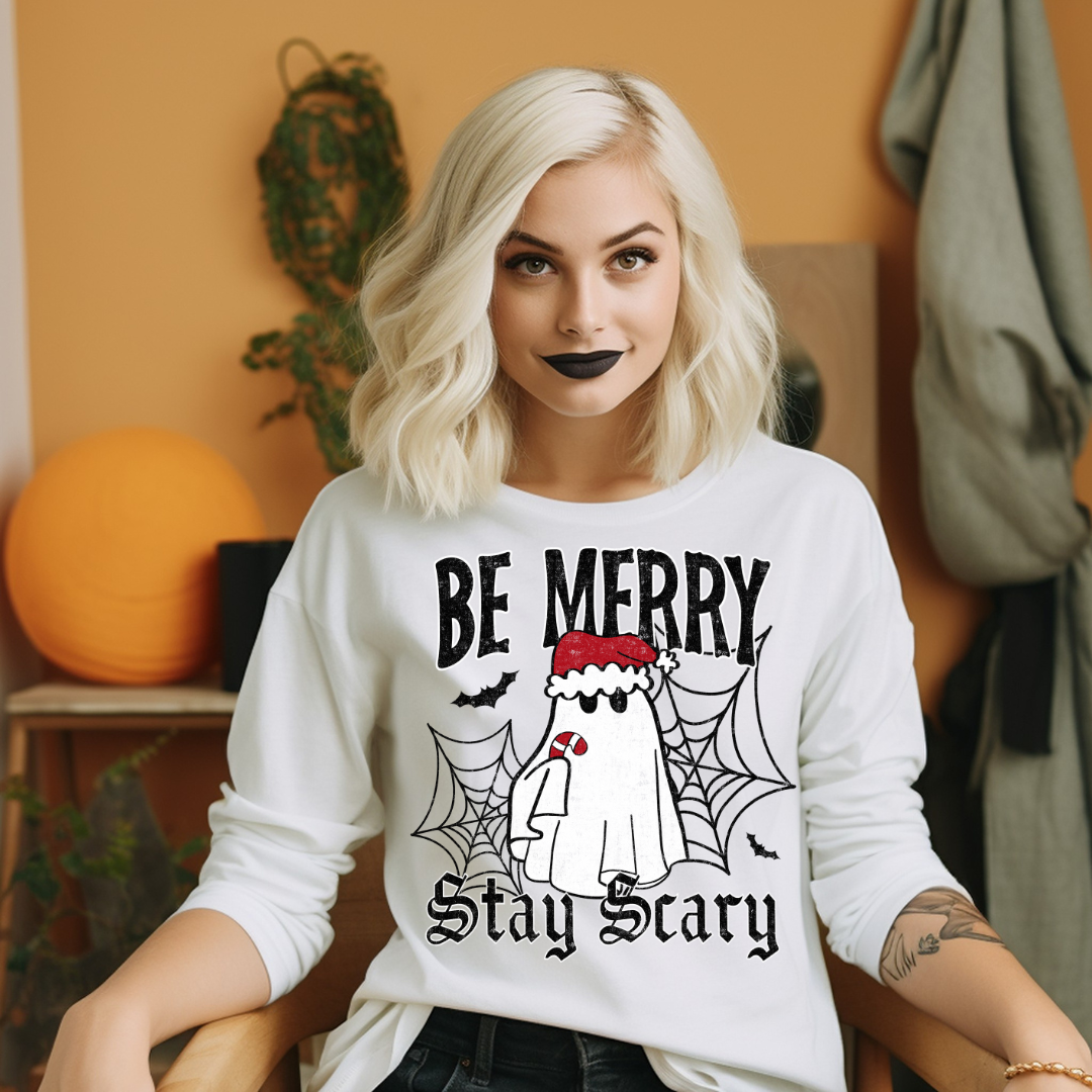 DTF Full Color Transfer - Be Merry Stay Scary