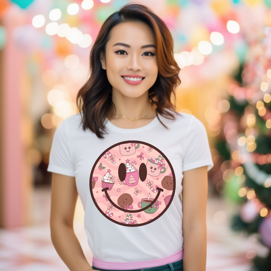 DTF Full Color TShirt Transfer - Christmas Coffee Smiley *SBSC EXCLUSIVE DESIGN*