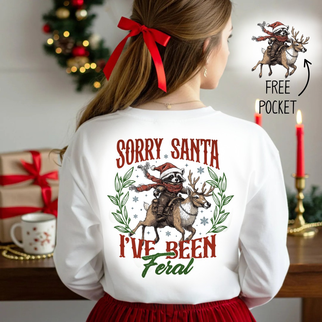 DTF Full Color TShirt Transfer - Sorry Santa Feral (FREE POCKET!)