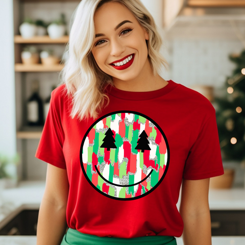 DTF Full Color TShirt Transfer - Red Green Painted Smiley