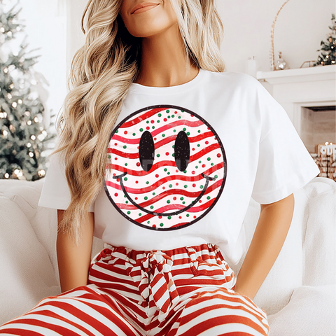 DTF Full Color TShirt Transfer - Tree Cake Icing Smiley