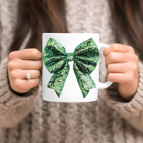 UV DTF Decal - Green Glitter Bow