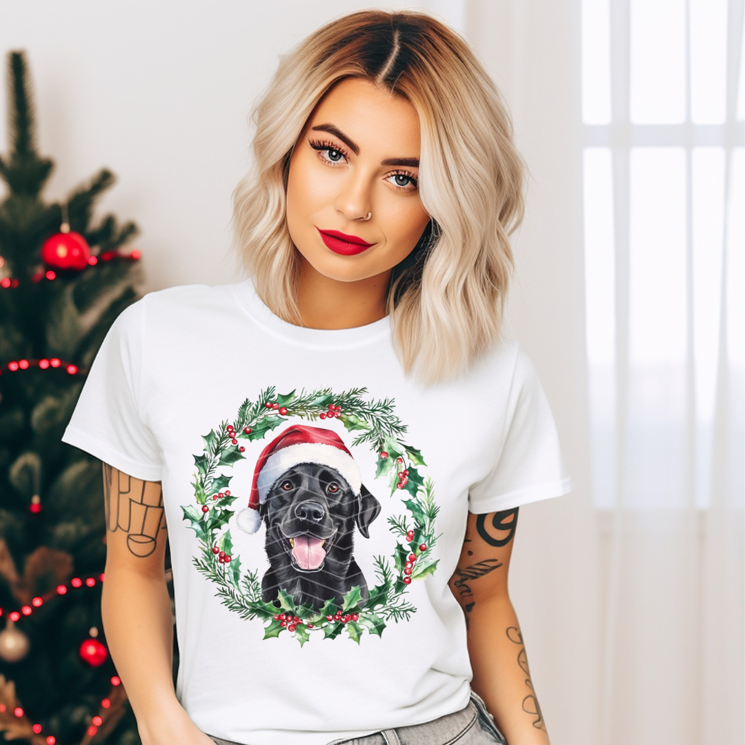 DTF Full Color TShirt Transfer - Mistletoe Black Lab