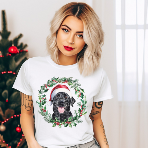 DTF Full Color TShirt Transfer - Mistletoe Black Lab