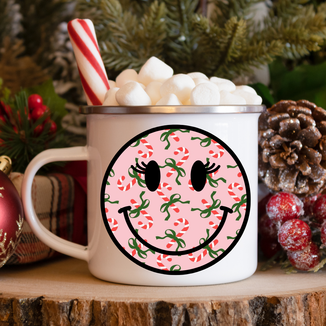 UV DTF Decal - Candy Cane Smiley