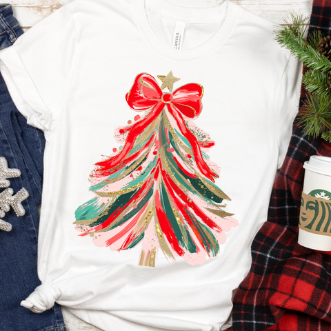 DTF Full Color TShirt Transfer - Red Pink Painted Tree