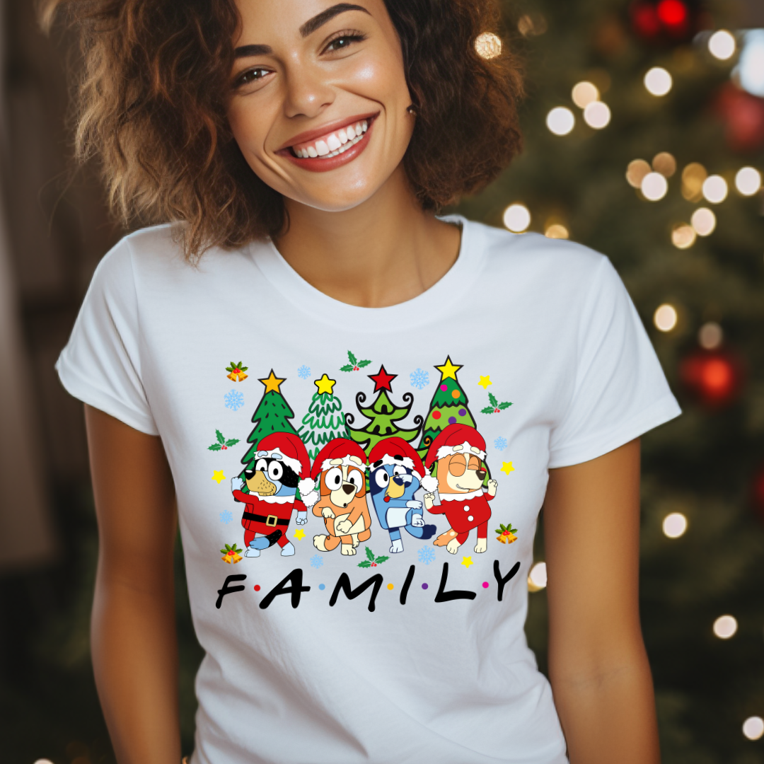 DTF Full Color TShirt Transfer - B Dog Family Christmas