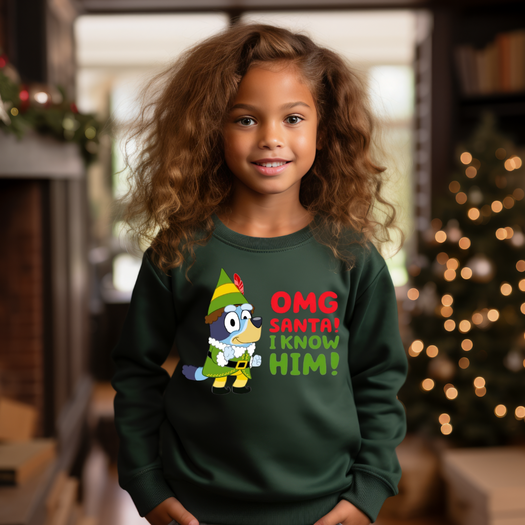 DTF Full Color TShirt Transfer - OMG Santa! I Know Him B Dog