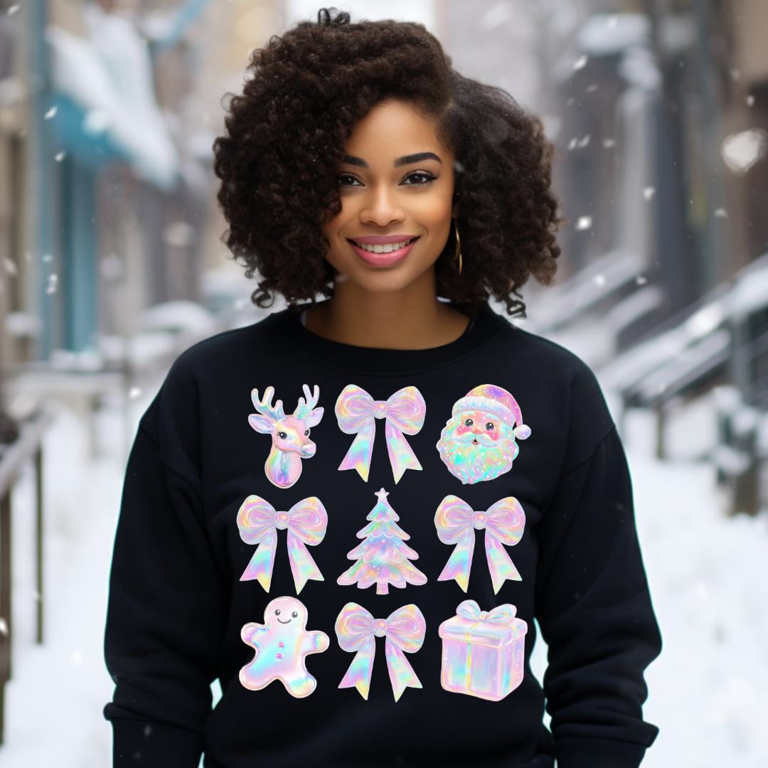 DTF Full Color TShirt Transfer - Iridescent Christmas Things