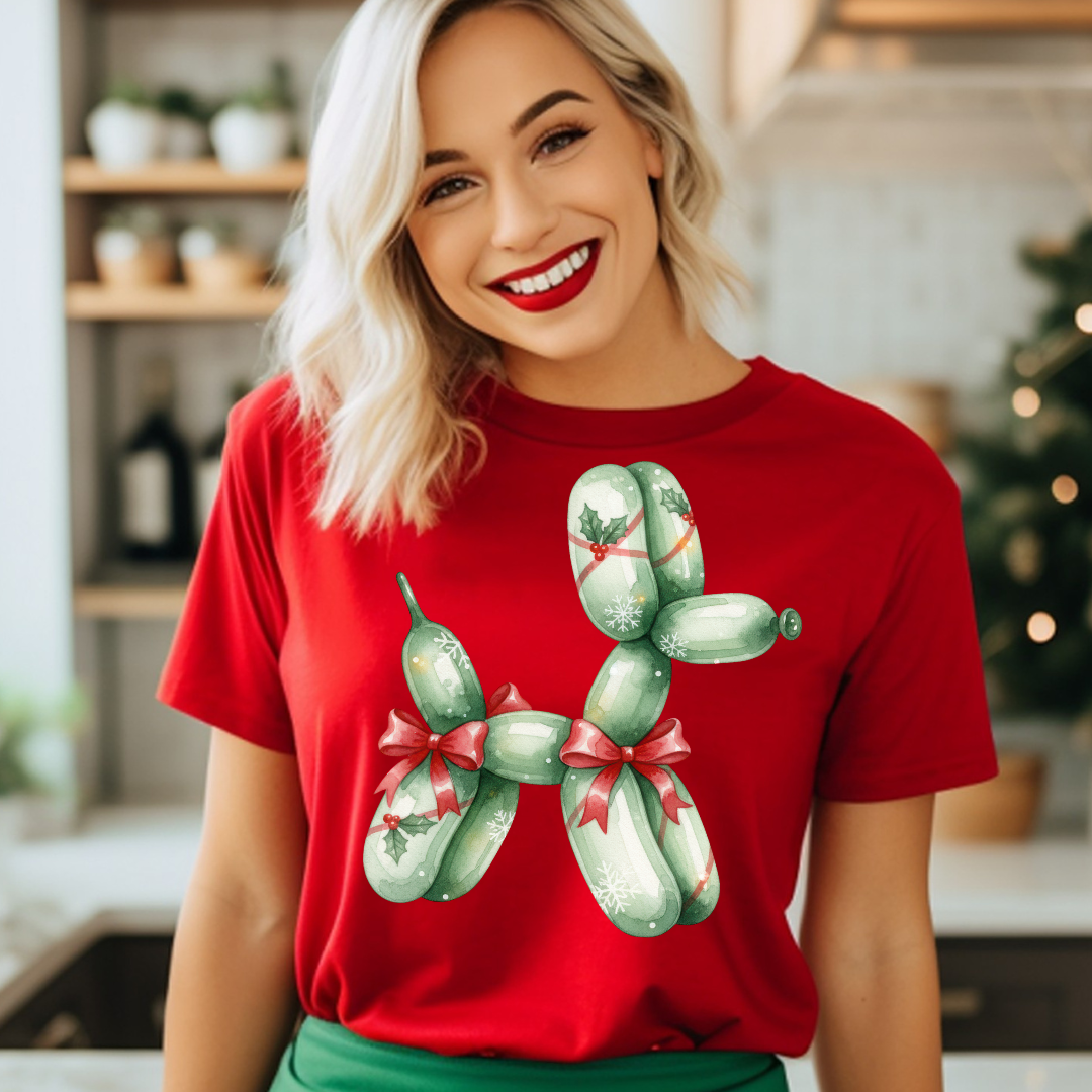 DTF Full Color TShirt Transfer - Balloon Dog with Bows