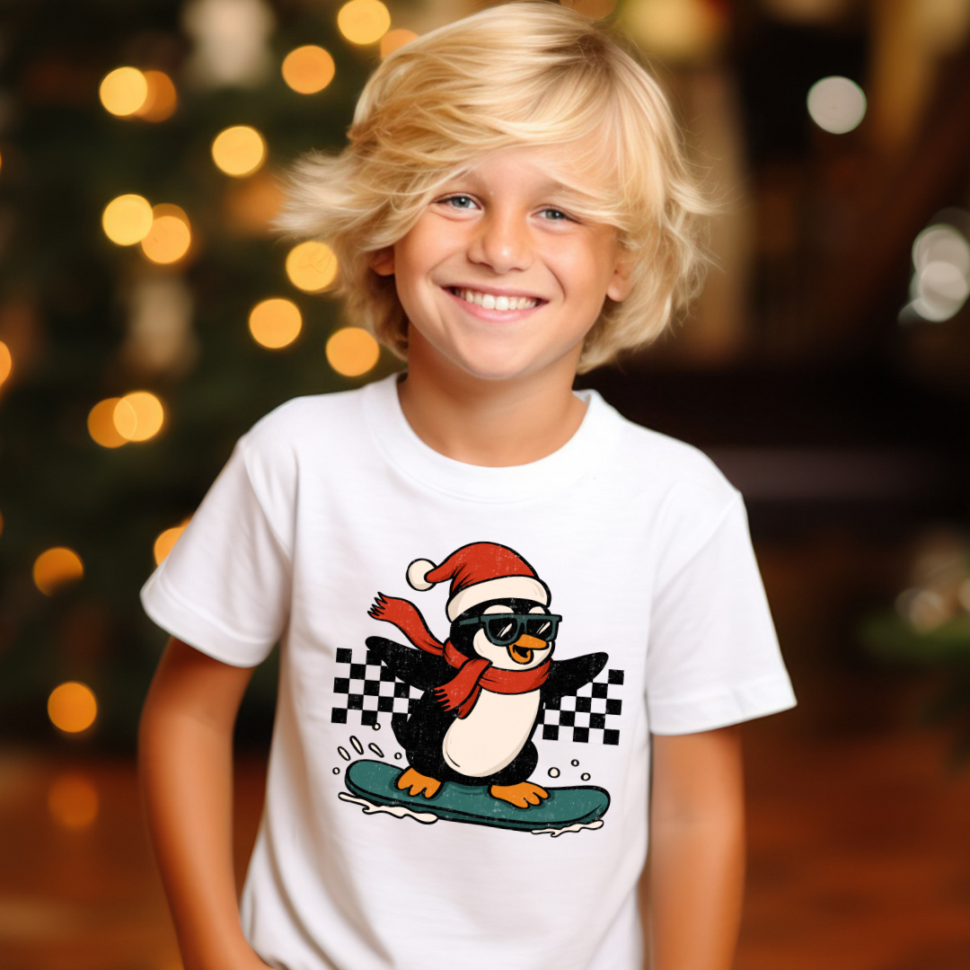 DTF Full Color TShirt Transfer - Snowboarding Penguin