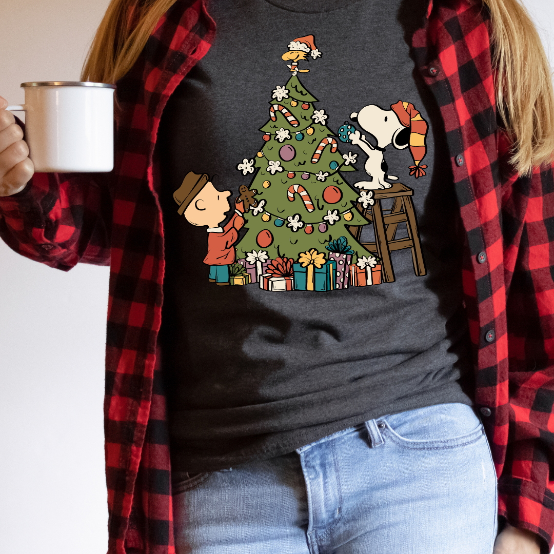 DTF Full Color TShirt Transfer - Charlie Decorating Tree