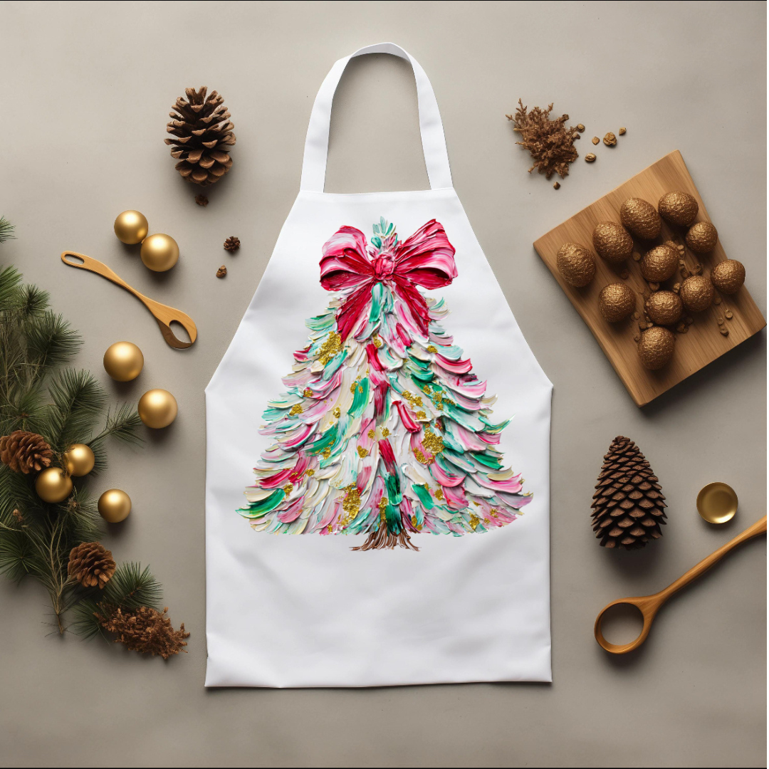 DTF Full Color TShirt Transfer - Red Bow Painted Tree