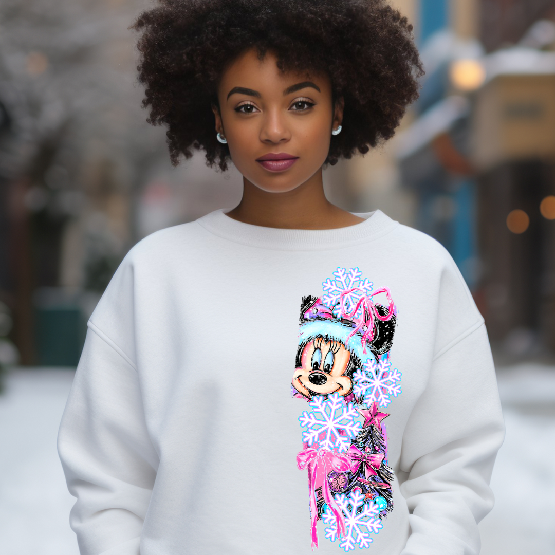 DTF Full Color TShirt Transfer - Painted Girl Mouse Long