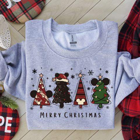 DTF Full Color TShirt Transfer - Merry Christmas Mouse Ear Trees