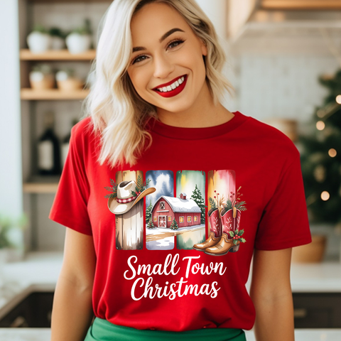 DTF Full Color TShirt Transfer - Small Town Christmas