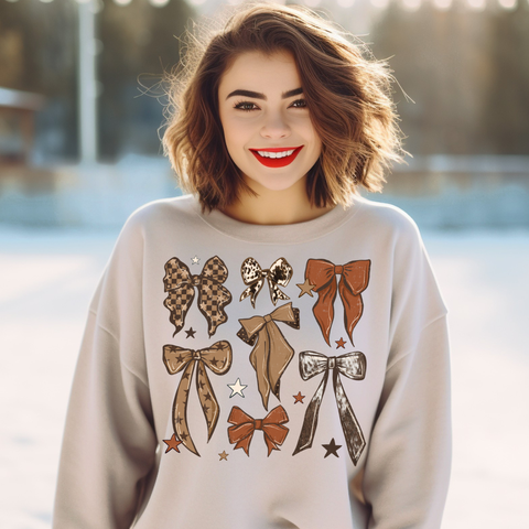 DTF Full Color TShirt Transfer - Brown Neutral Bows