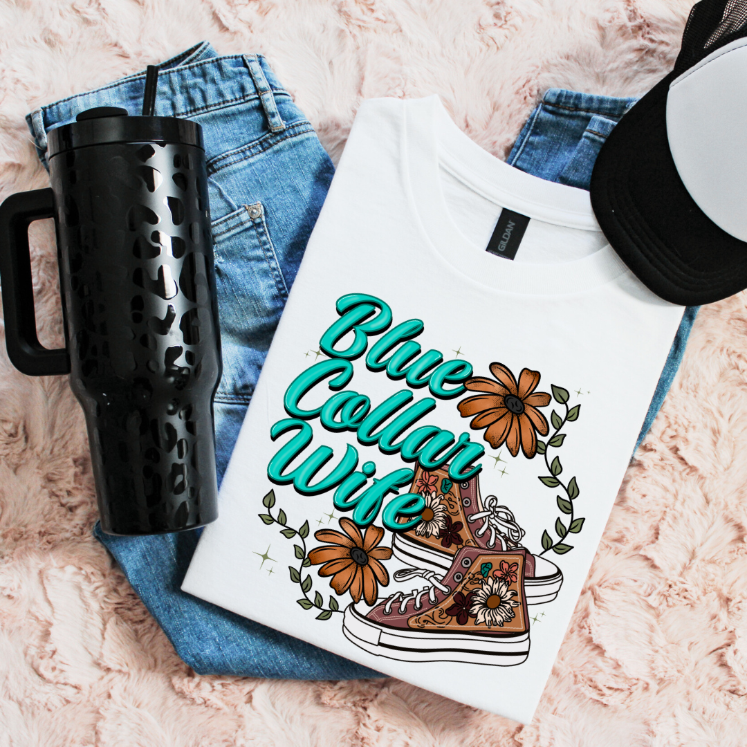 DTF Full Color TShirt Transfer - Blue Collar Wife Neutrals