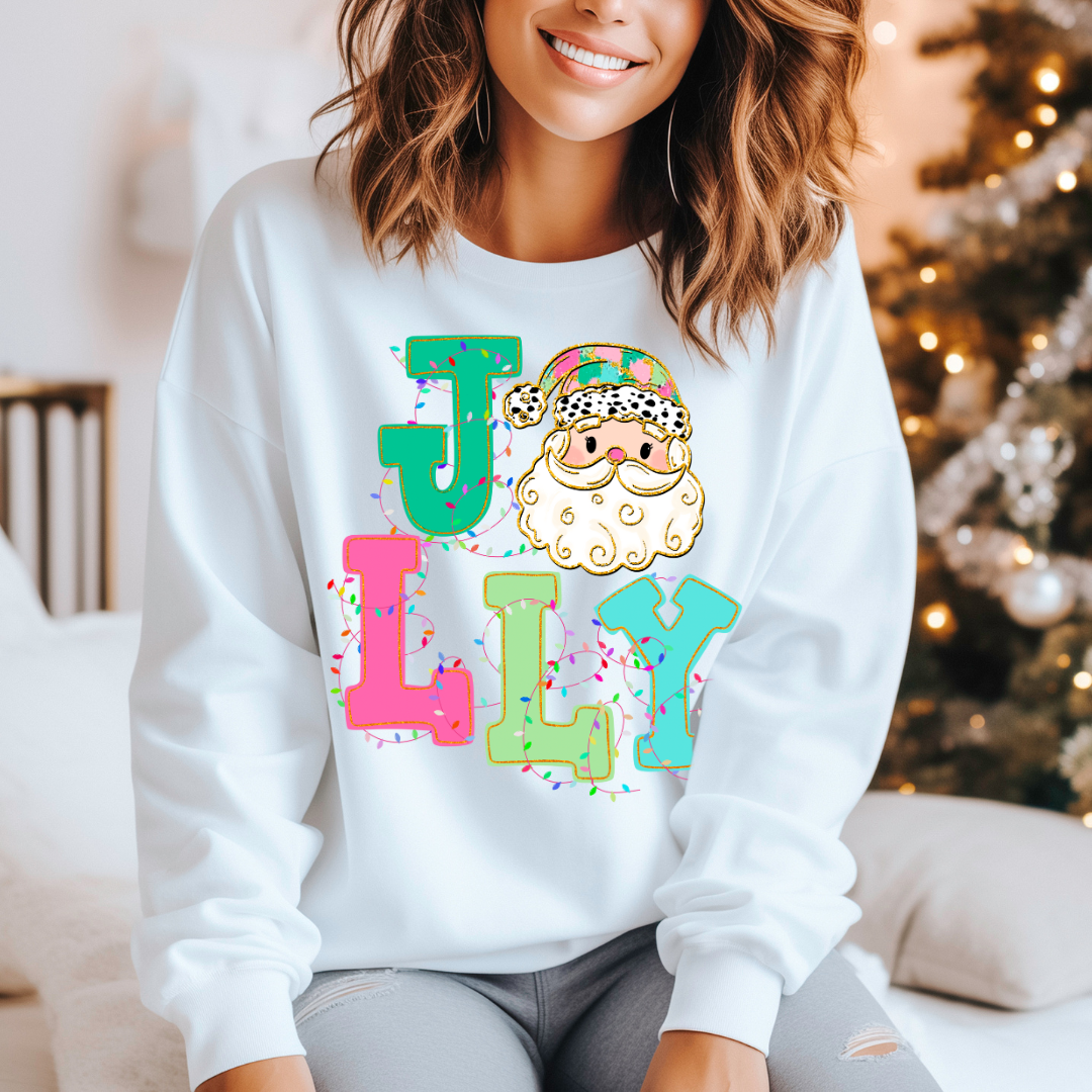 DTF Full Color TShirt Transfer - JOLLY Santa Lights