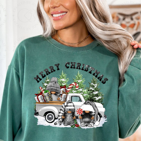 DTF Full Color TShirt Transfer - Merry Christmas Gnomes Truck