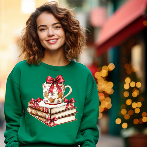 DTF Full Color TShirt Transfer - Gingerbread Mug & Books