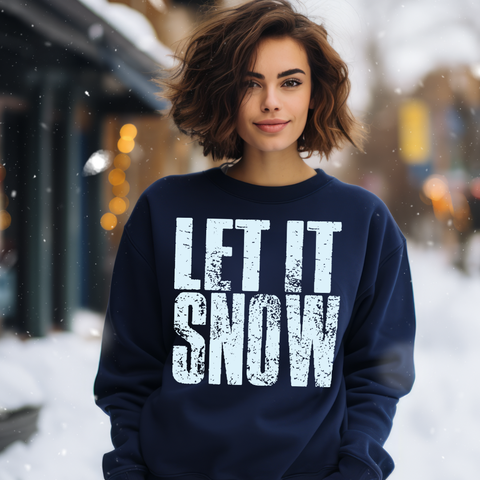 DTF Full Color TShirt Transfer - Let It Snow Pale Blue Block Letters