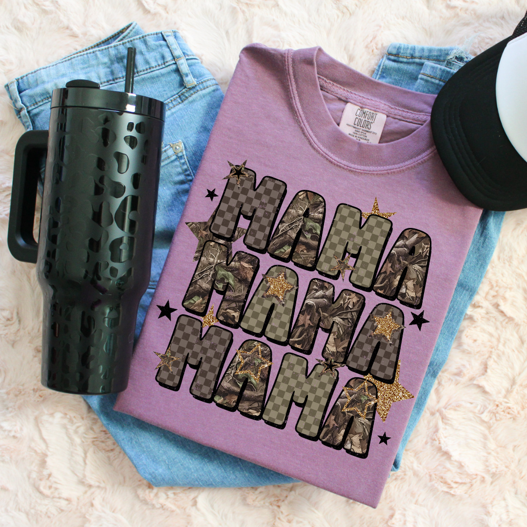 DTF Full Color TShirt Transfer - Camo & Check Mama
