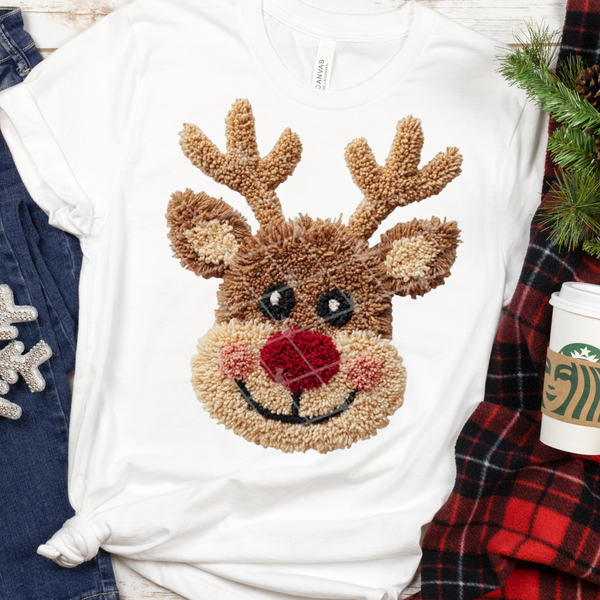 DTF Full Color TShirt Transfer - Faux Yarn Deer - Girl or Boy!