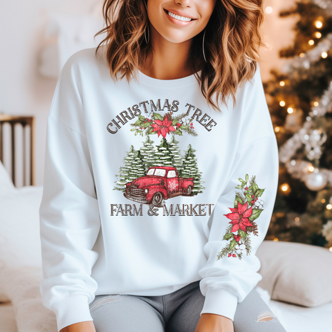 DTF Full Color TShirt Transfer - Christmas Tree Farm & Market (SLEEVE OPTION)