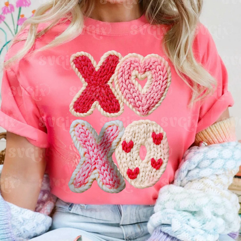 DTF Full Color TShirt Transfer - Faux Knit XOXO